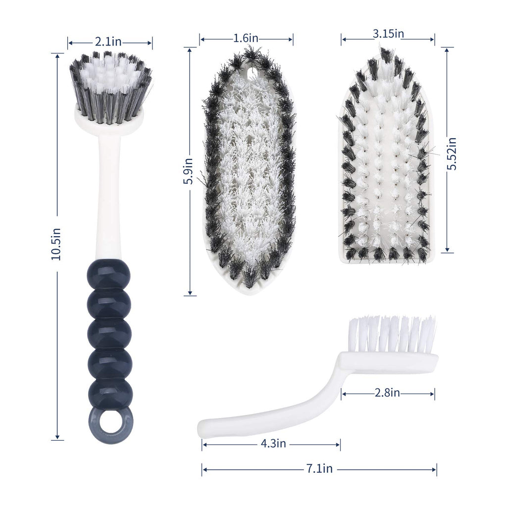 GIPTIME Brush for Cleaning, 4PCS Cleaning Brushes Includes Kitchen Cleaning Brush, Scrub Brush Comfort Grip, Clean Brush for Bathroom, Shoe Brush Track Groove Gap Cleaning Brushs Tool