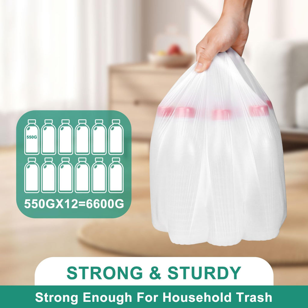 220 Count Small Garbage Bags-15 Litres/4 Gallon White Trash Bags for Office,Bedroom, Bathroom-Unscented 15L Small Trash Bags,compost bags