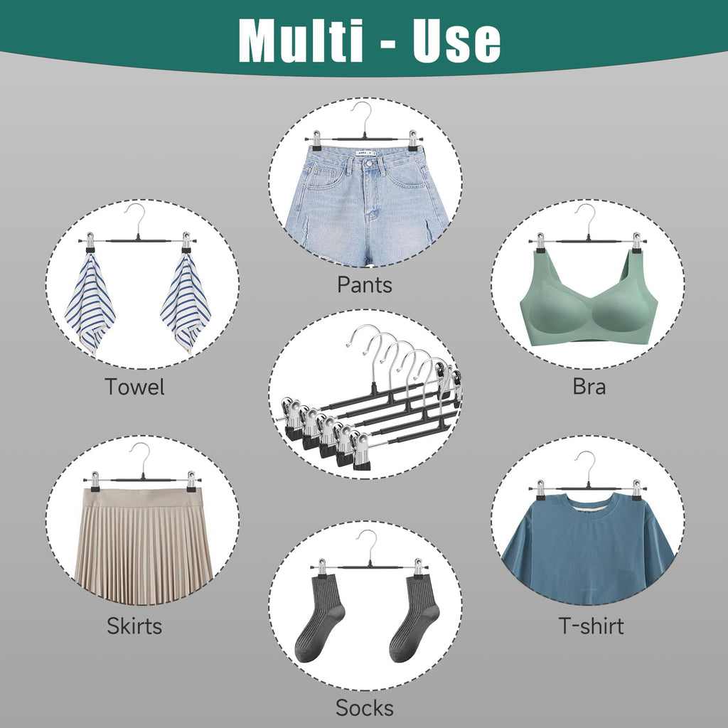 Lamitocs 20 Pack Heavy-Duty Pant Hangers with Clips, Space Saving, Anti-Slip, Black