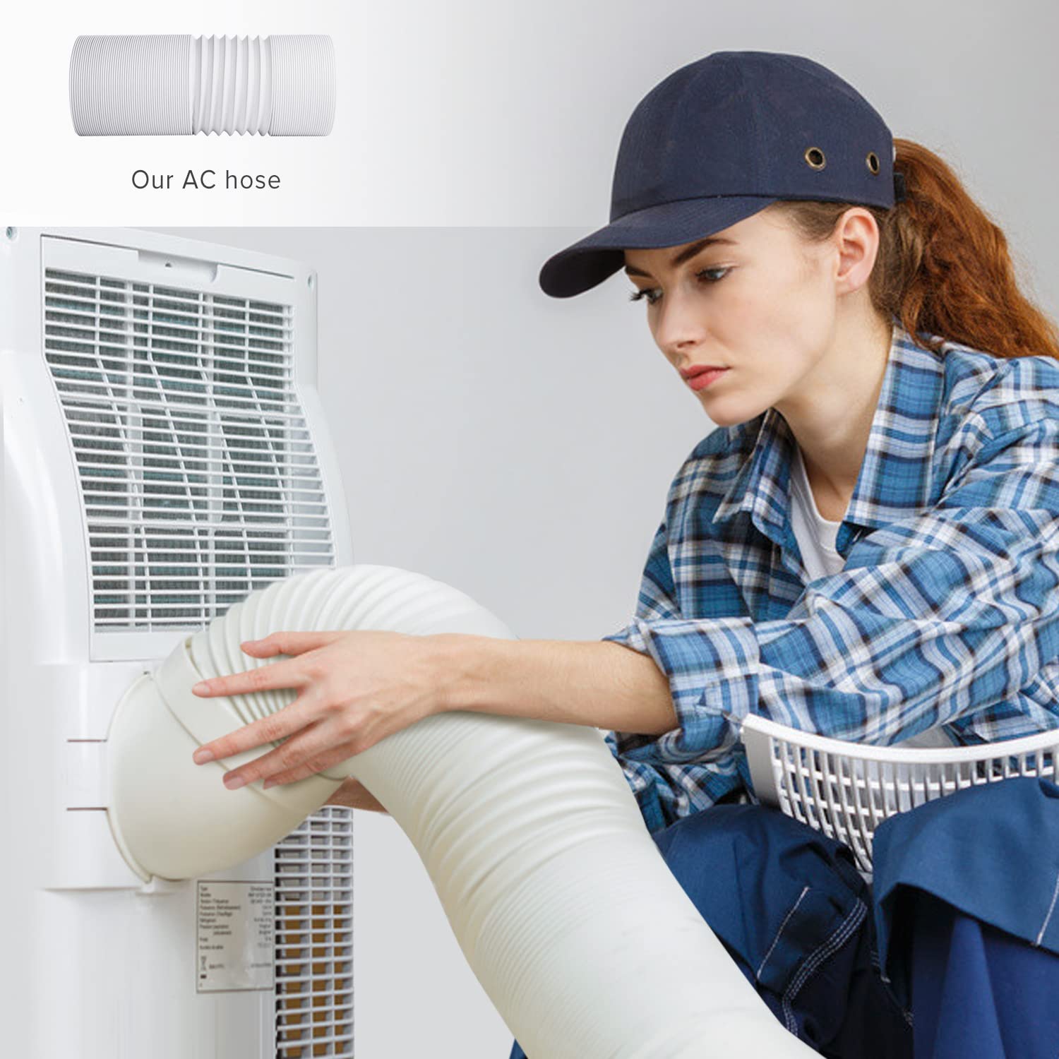 MOAOO Air Conditioner Exhaust Hose, 59 Inch Exhaust Hose for Portable Air Conditioner with 5.9 Inch Diameter, Counter Clockwise Thread for LG, Haier and Other Portable Air Conditioners
