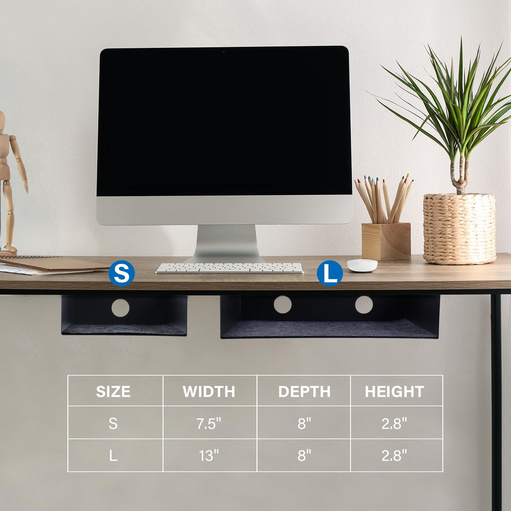 Patioer Under Desk Storage Shelf, Steel Under Desk Tray Mountable Add-On Shelf for Table Office Desk, Large (Pack of 1)