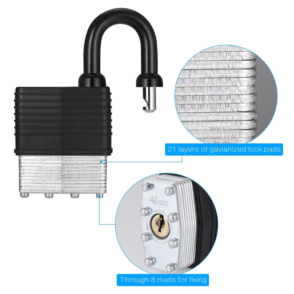 Door Latch Hasp with Door Padlock and Screw, Stainless Steel Door Lock with Key, Heavy Duty Hasp and Staple, Gate Lock, Waterproof Shed Lock, Latch Lock for Bedroom Door Patio Door Garden Gate (Black)