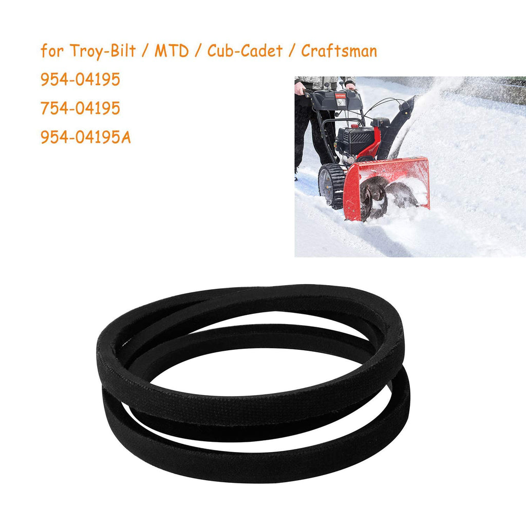 754-04195 Snow Thrower Belts for MTD（2Pcs）, Cub-Cadet, Craftsman 754-04195, 954-04195A, 1/2-Inch by 37-Inch Replacement Snowthrower Auger Belt,Black（2Pcs）