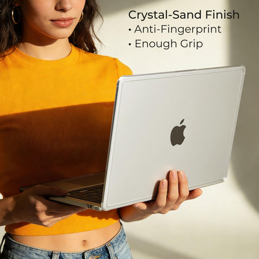 EooCoo Reinforced Corner Knight Case for MacBook Air 13 inch M5 M4 M3 M2, Snug Fit, Scratch Resistant Anti-Slip Matte Finish, Full Protective Laptop Cover 13.6 inch, Clear