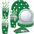 Golf Party Supplies, Golf Party Disposable Tableware Paper Plates Napkins Straws for 16 Guests Golf Sports Birthday Party Decoration