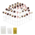 3 Tier Cake Pop Stand, 56 Holes Acrylic Cake Pop Holder Stand, Clear Cake Pop Display Stand Holder, Lollipop Square Display Stand with Sticks and Wrappers for Weddings Birthday Parties
