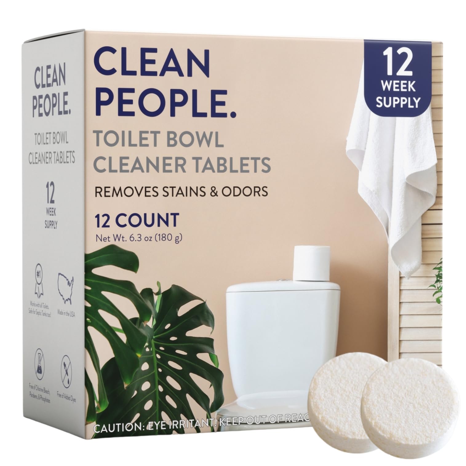 THE CLEAN PEOPLE Toilet Cleaner, Eco-Friendly Toilet Cleaning Pads, For Removing Hard Water Stains, Rust and Limestone Build-Up (12 Count)