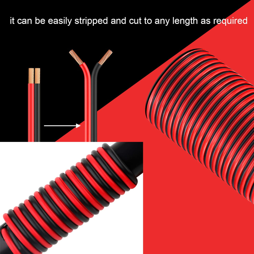 VIABRICO 16 AWG Gauge Electrical Wire, 100FT 2 Conductor Red Black Hookup Cable for 12V/24V DC LED Strips, Landscape, Marine, Car Speaker, Automotive