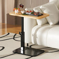 Botion Adjustable Height C-Shaped Table, 360° Swivel TV Tray, TV Tray for Couch, Bedside and Living Room, Couch Table with Metal Pillar(Nature)