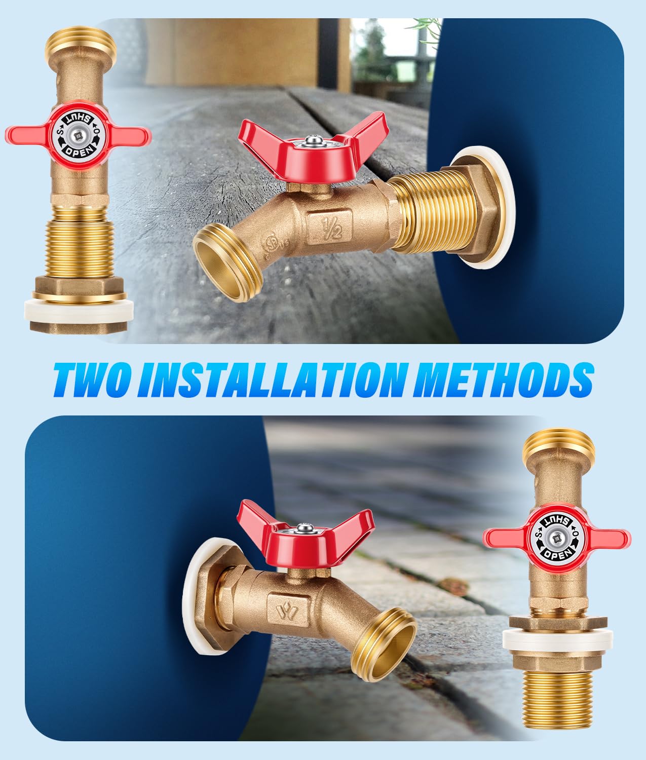 WADEO Rain Barrel Spigot Kit 1/4 Turn Ball Value Spigot with Bulkhead Fitting