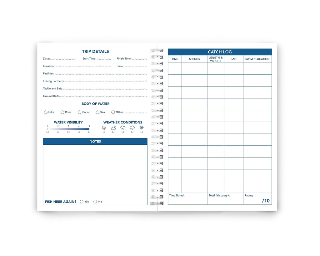 Fishing Log Book - The Perfect Logbook to Record All Your Trip Details and Catches - 104 Pages with Enough Space for 52 Fishing Trips - an Essential for All serious Anglers