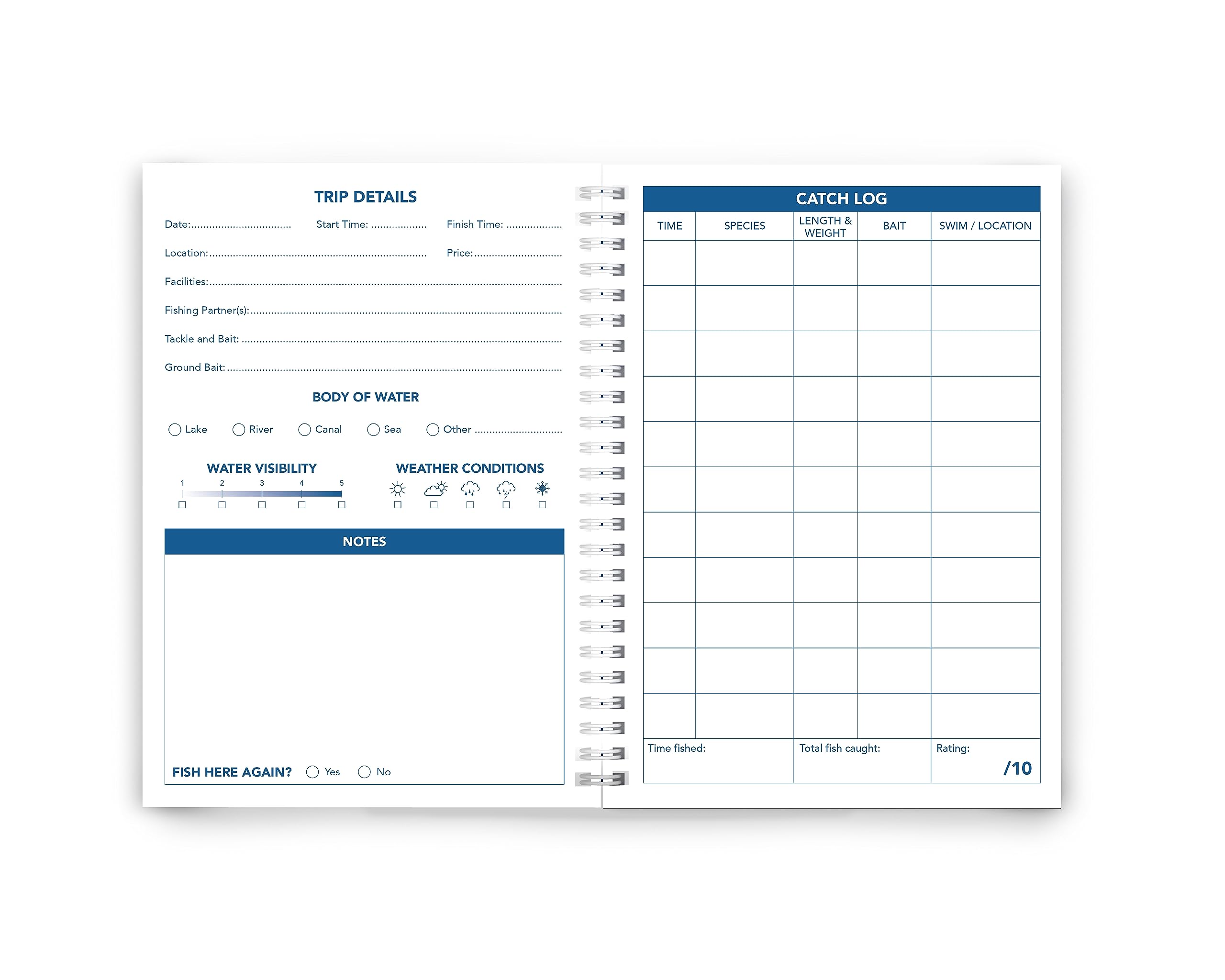 Fishing Log Book - The Perfect Logbook to Record All Your Trip Details and Catches - 104 Pages with Enough Space for 52 Fishing Trips - an Essential for All serious Anglers