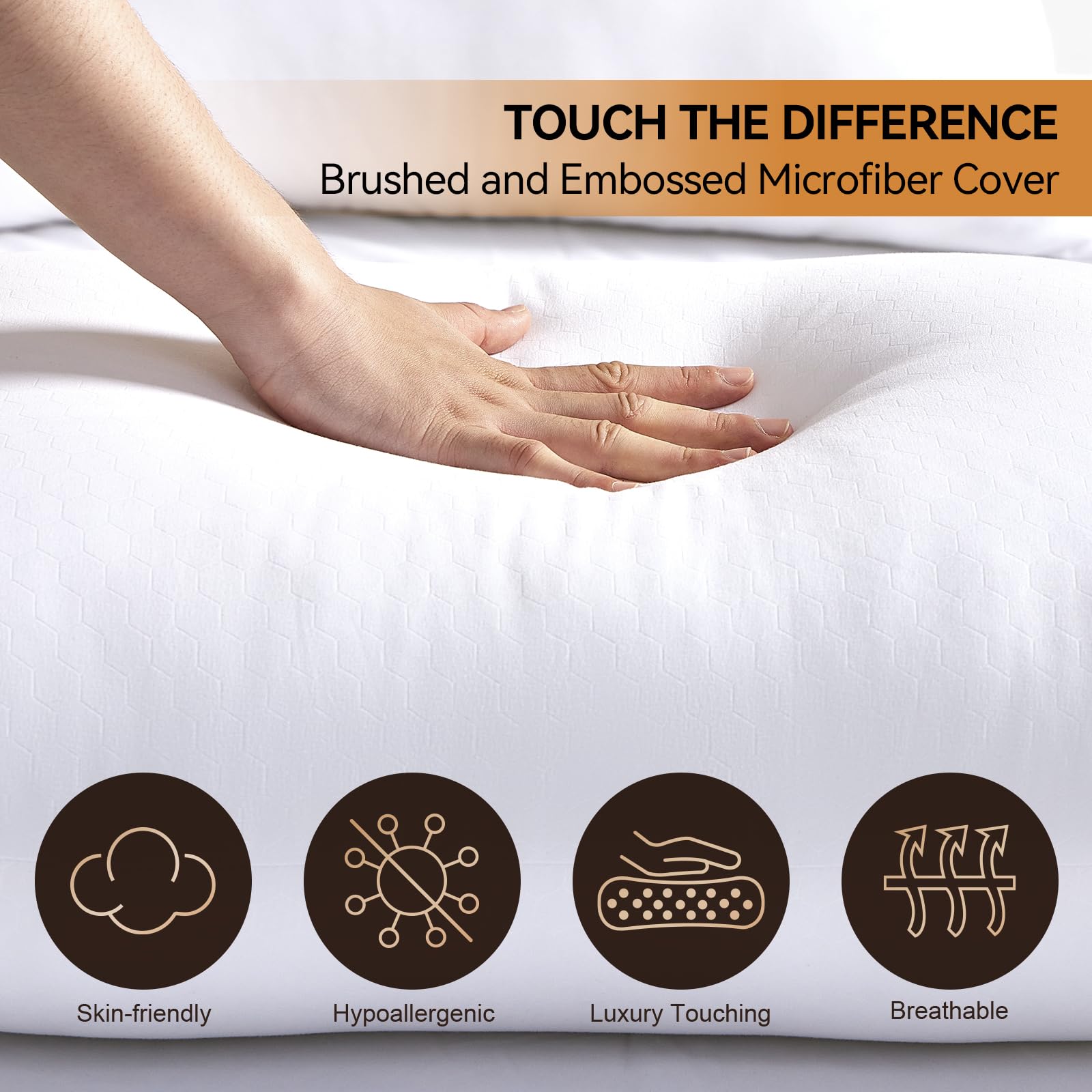 LAVANCE Pillows Queen Size Set of 2, Honeycomb Embossed Fabric Down Alternative Filling Bed Pillows for Sleeping, Luxury Fluffy Hotel Quality for Side, Back, and Stomach Sleepers, 20"x30"