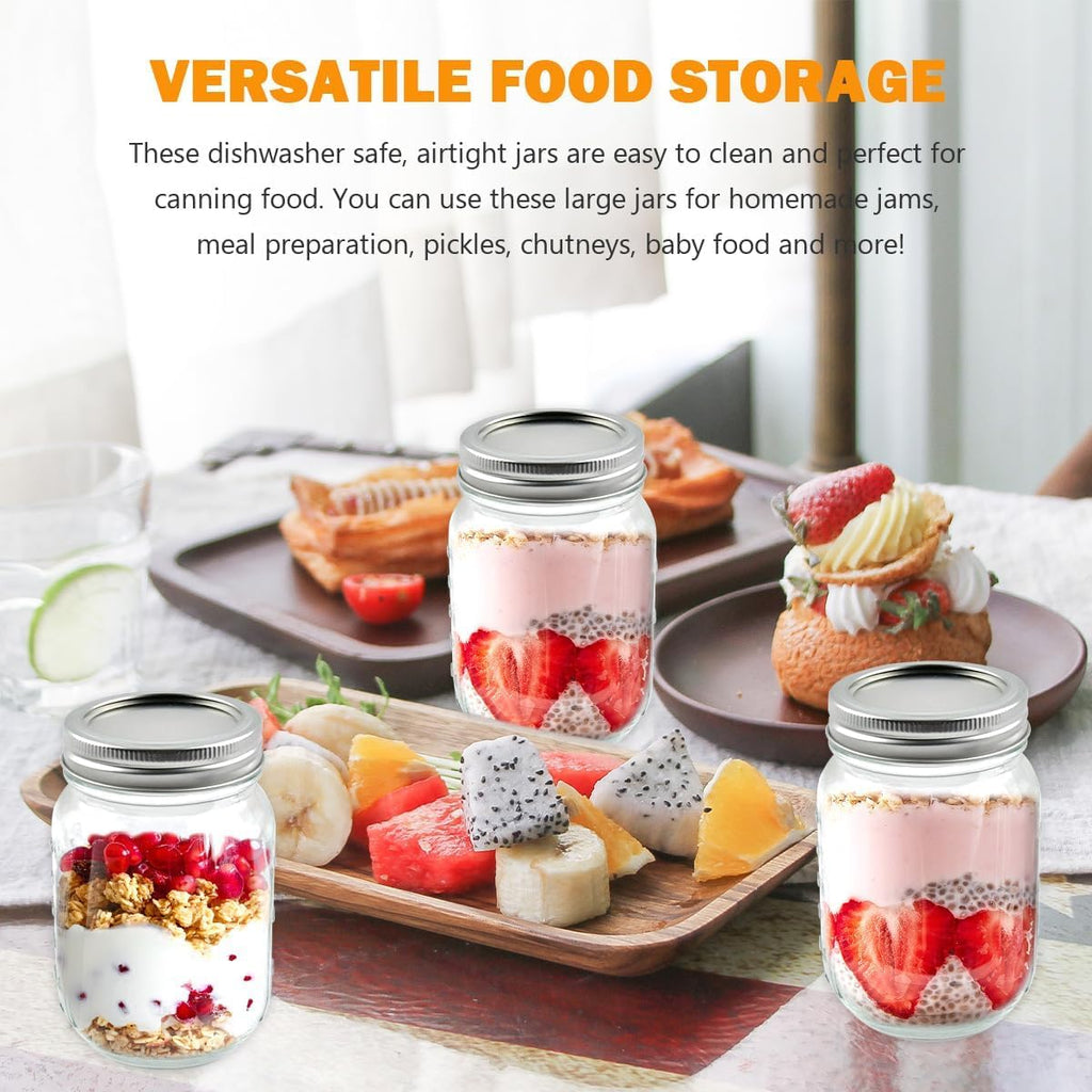 48 PCS Wide Mouth Mason Jar Lids and Rings, Leakproof Canning Lids with Silicone Seals | Split-Type Design for Easy Replacement (Wide Mouth)