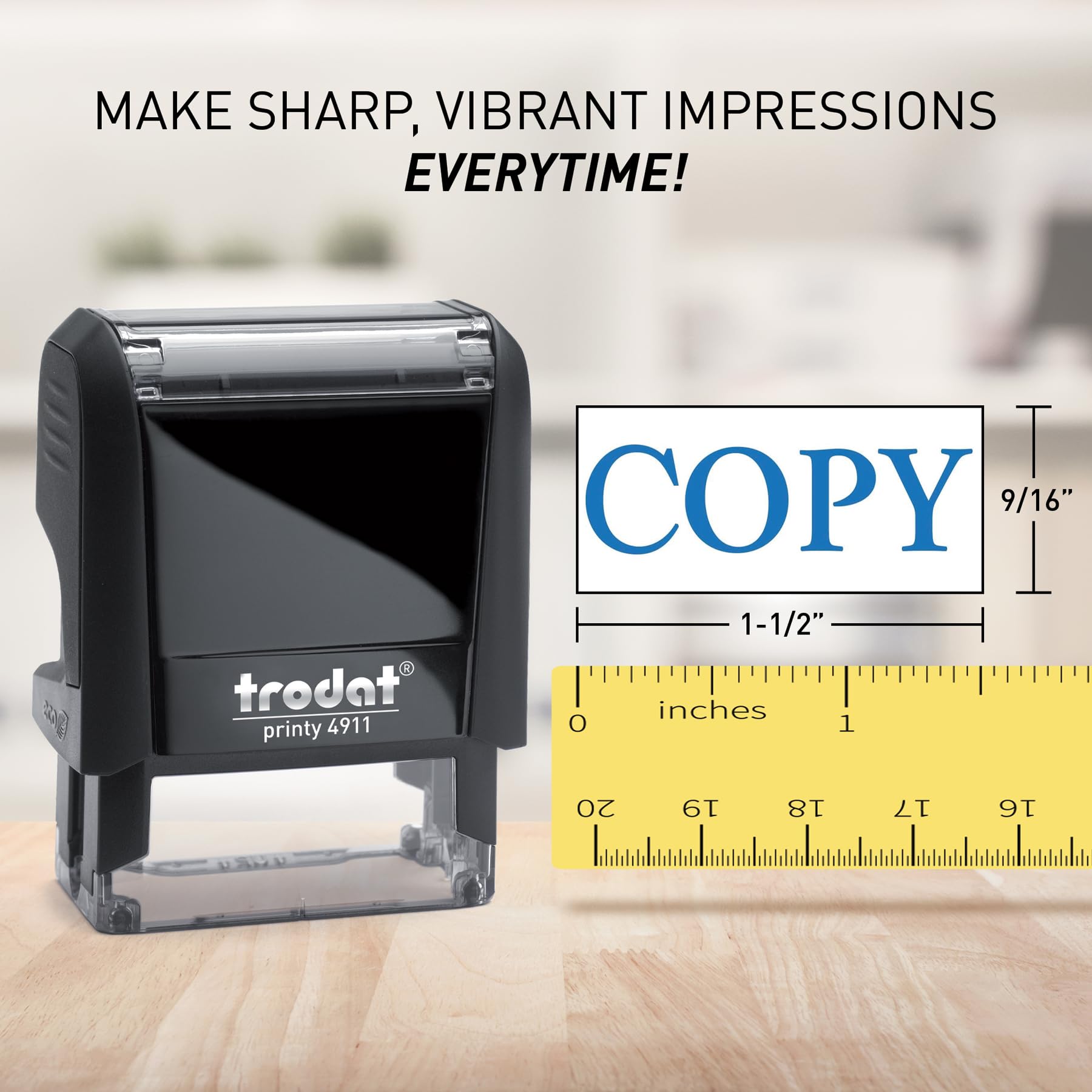 Trodat Printy 4911 Self-Inking Stamp with COPY Message - Blue Pad - Produced from up to 65% Recycled Plastic