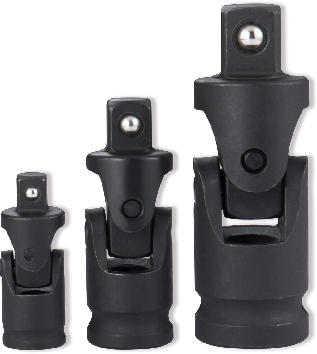 EPAuto Impact Universal 1/2", 3/8", and 1/4" Universal Joint Ball Spring Socket Swivel Set, Cr-V, 3 Pieces