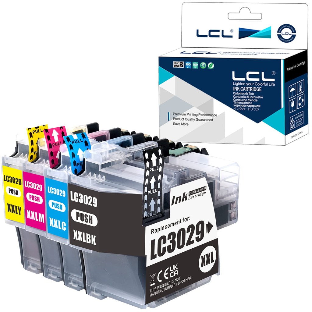 LCL Compatible Ink Cartridge Replacement for Brother LC3029 XXL LC3029BK LC3029C LC3029M LC3029Y High Yield (4-Pack,Black Cyan Magenta Yellow) for MFC-J5830DW MFC-J5830DWXL MFC-J5930DW MFC-J6535DW