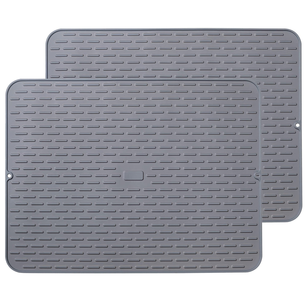 To encounter Silicone Dish Drying Mat - Extral Large 24" x 18" - Set of 2 Flexible Rubber Drying Mat, Heat Resistant Silicone Trivet, Countertop Mat, Dish Draining Mat, Sink Mat