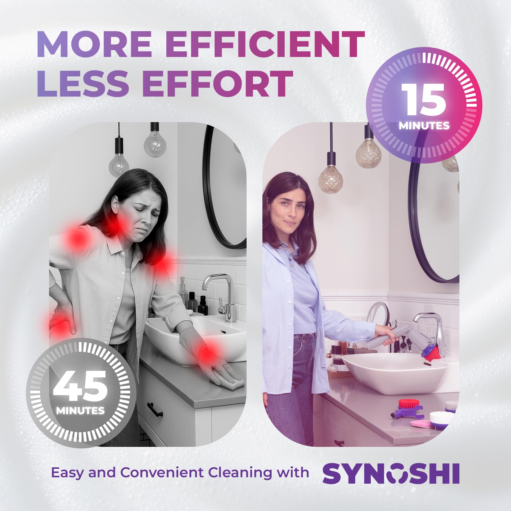 Synoshi PRO Cone Brush Heads Set (2 Units) for Electric Spin Scrubber Bathroom & Shower Cleaning Brush Universal Cleaning for Kitchen, Floors