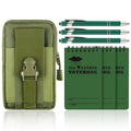 7 Piece Waterproof Notebook Set, 3 X 5 Inch Write in The Rain Notebook All Weather with Pen and Waterproof Multi Functional Waist Pack for Outdoor Activities Recording (Army Green)