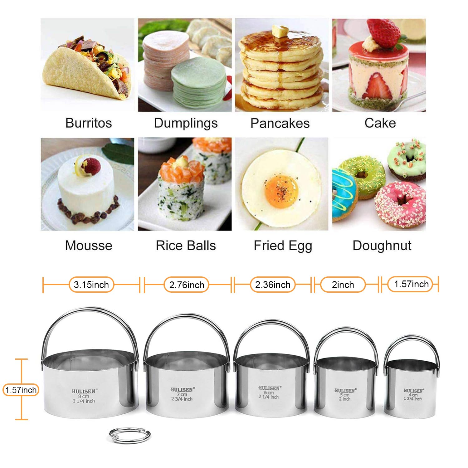 HULISEN Biscuit Cutter Set (5 Pieces/Set), Round Cookies Cutter with Handle, Professional Baking Dough Tools (Round)