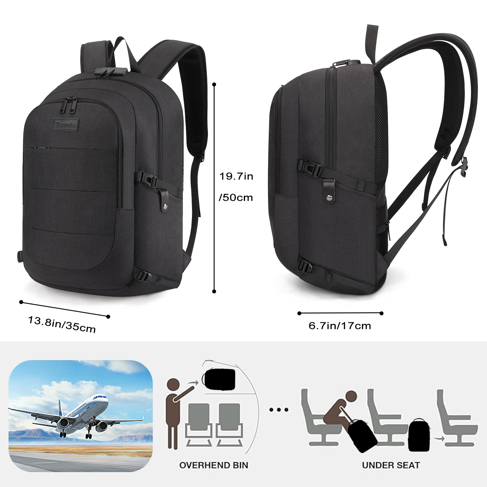 Tzowla Laptop Backpack Anti-Theft Water Resistant Bag with USB Charging Port and Lock 15.6 Inch Computer Business Travel Backpacks for Women Men College School Student Gift,Bookbag Casual Daypack