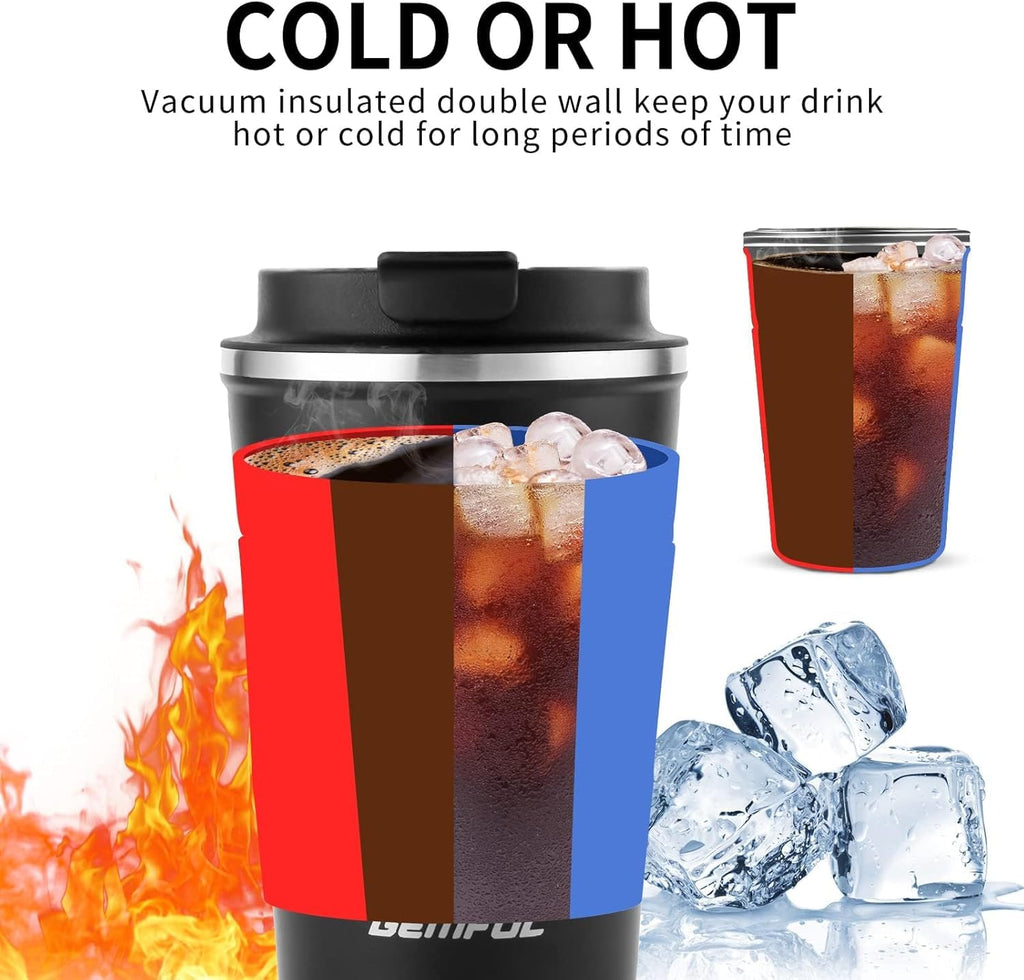 GEMFUL 2 Pack Coffee Travel Mug 17oz Insulated Mugs Leak Proof for Hot Drink Stainless Steel Coffee Cup Double Walled Vacuum Tumblers Car Office Work