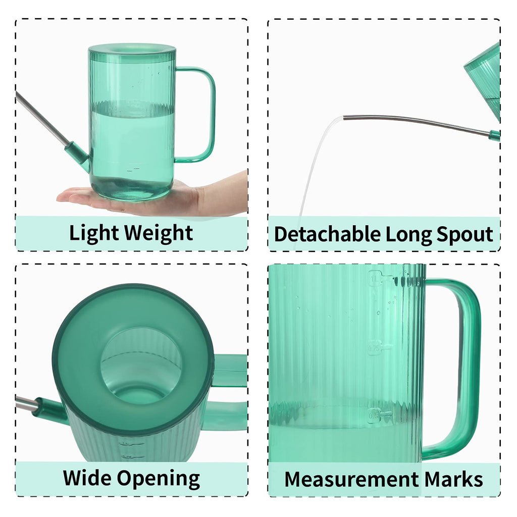 ONEDONE Watering Can Indoor Plants, Long Spout Plant Watering Can 1L 34oz, Small Watering Can for House Plants Garden Potted Flowers Green with Bonus Spray Bottle, Squeeze Bottle