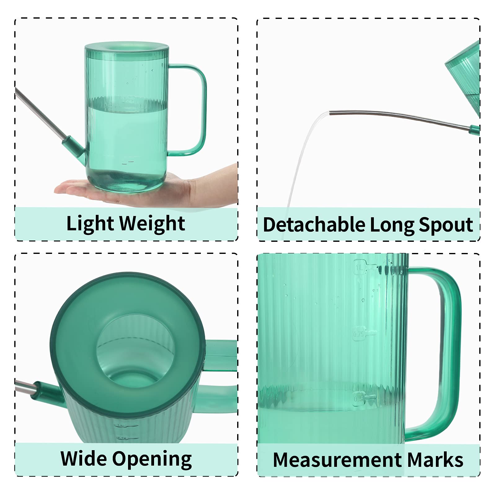 ONEDONE Watering Can Indoor Plants, Long Spout Plant Watering Can 1L 34oz, Small Watering Can for House Plants Garden Potted Flowers Green with Bonus Spray Bottle, Squeeze Bottle