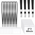 120 PCS Lanyard with ID Holder, Neck Strap Lanyard with Badge Holder Include 60 PCS Clear Plastic Horizontal Name Tag Holder with 60 PCS Black Neck Badge Lanyards for Office School(Black)