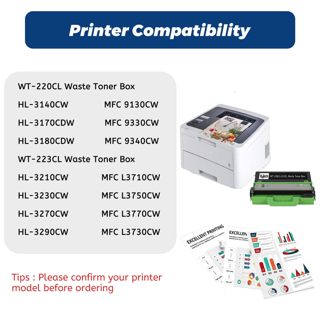 WT-220CL WT-223CL Waste Toner Box, Compatible for Brother WT220CL WT223CL WT 220CL WT 223CL Works with MCF-9340CDW HL-3140CW 3170CDW L3210CW L3230CDW L3270CDW 9130CW L3290CDW MFC-L3710CW L3770CDW