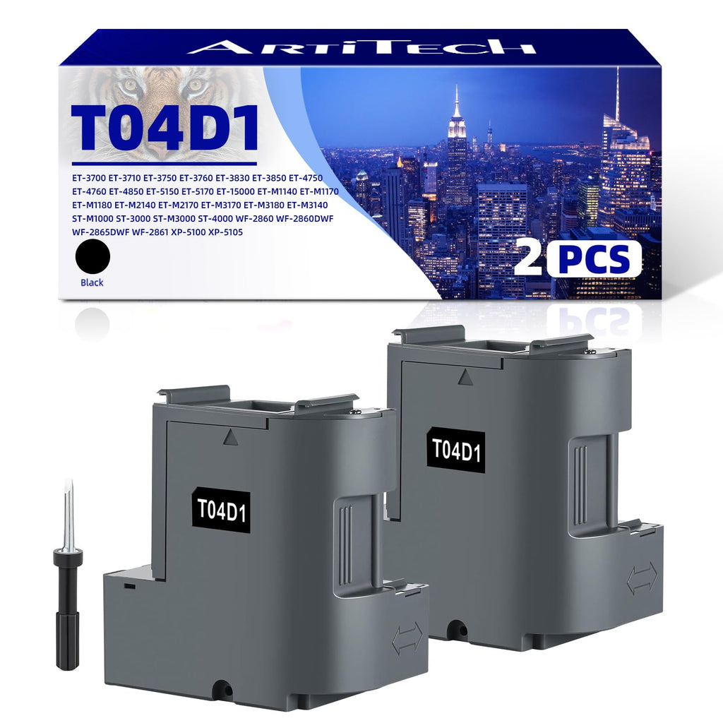 ARTITECH T04D1 04D1 Ink Maintenance Box Waste Ink Tank Remanufactured for EcoTank ET-15000 ET-2760 ET-3760 ET-4760 ET-3750 ET-4750 ET-5150 Workforce WF-2860 Expression XP-5105 XP-5100, 2 Pack