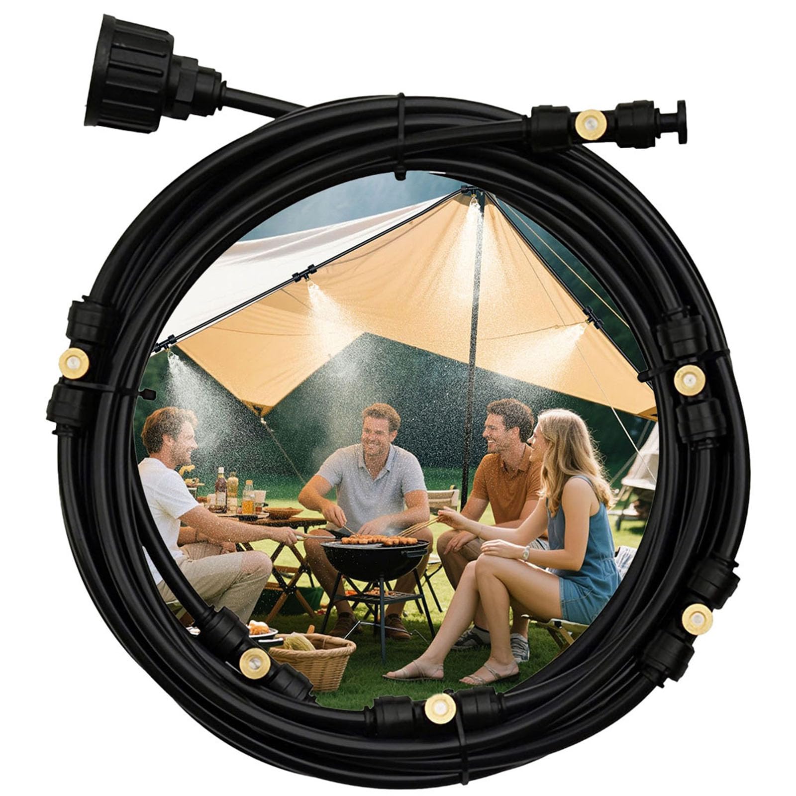 LASTOOLS Misters for Outside Patio, 19FT(6M) Misting Line+6 Mist Nozzles, Outdoor Misting Cooling System for Patio Backyard Garden Greenhouse