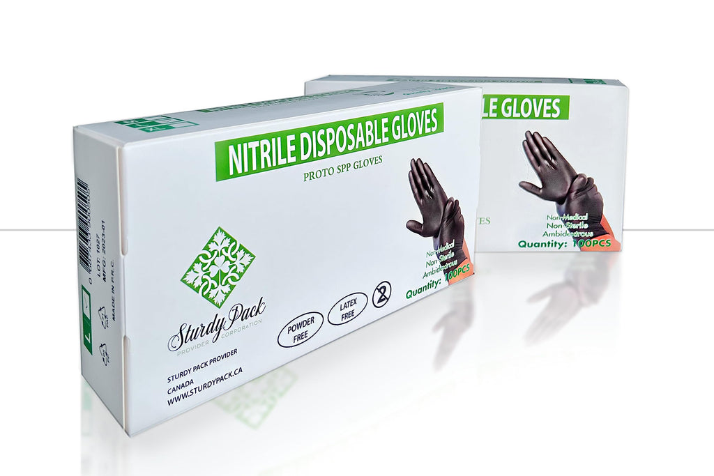 Sturdy Pack 6mil thick Disposable Nitrile Gloves- Powder & Latex Free- Textured Industrial &Household Gloves- Non-Sterile Work Gloves- Black- X-Large Size - 100 Pcs
