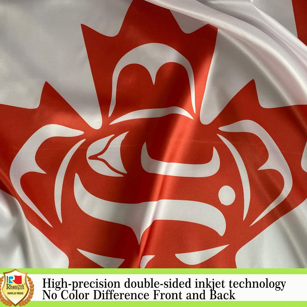 Canadian Native Flags 3 x 5 Ft | Both Sides Print Glossy Silk Fabric | First Nation Formerly Canada Indigenous Flag Decorations House Banner