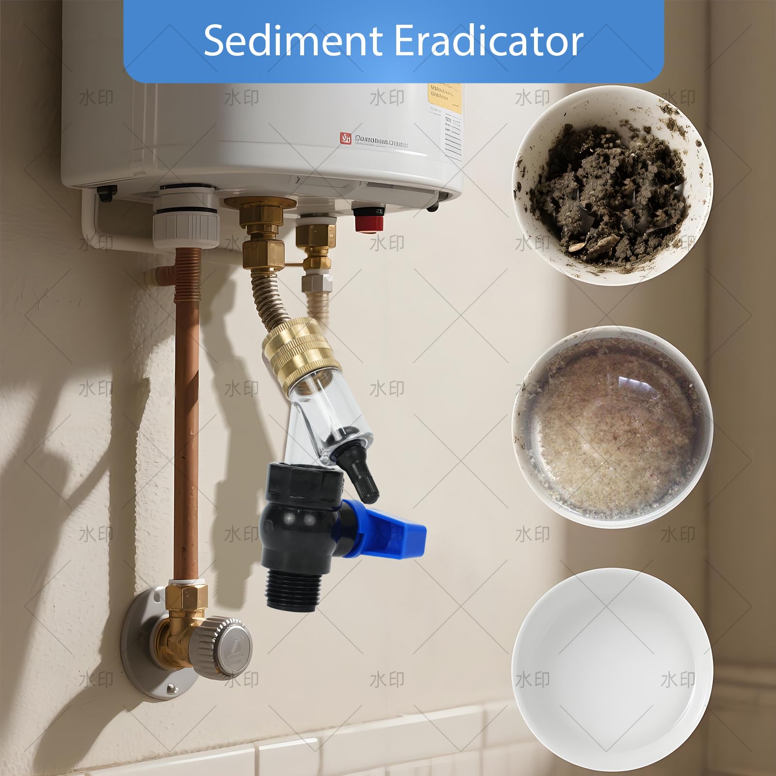 Water Heater Flush Kit for Gas & Electric Tanks - Removes Sediment, Improves Hot Water Supply & Efficiency