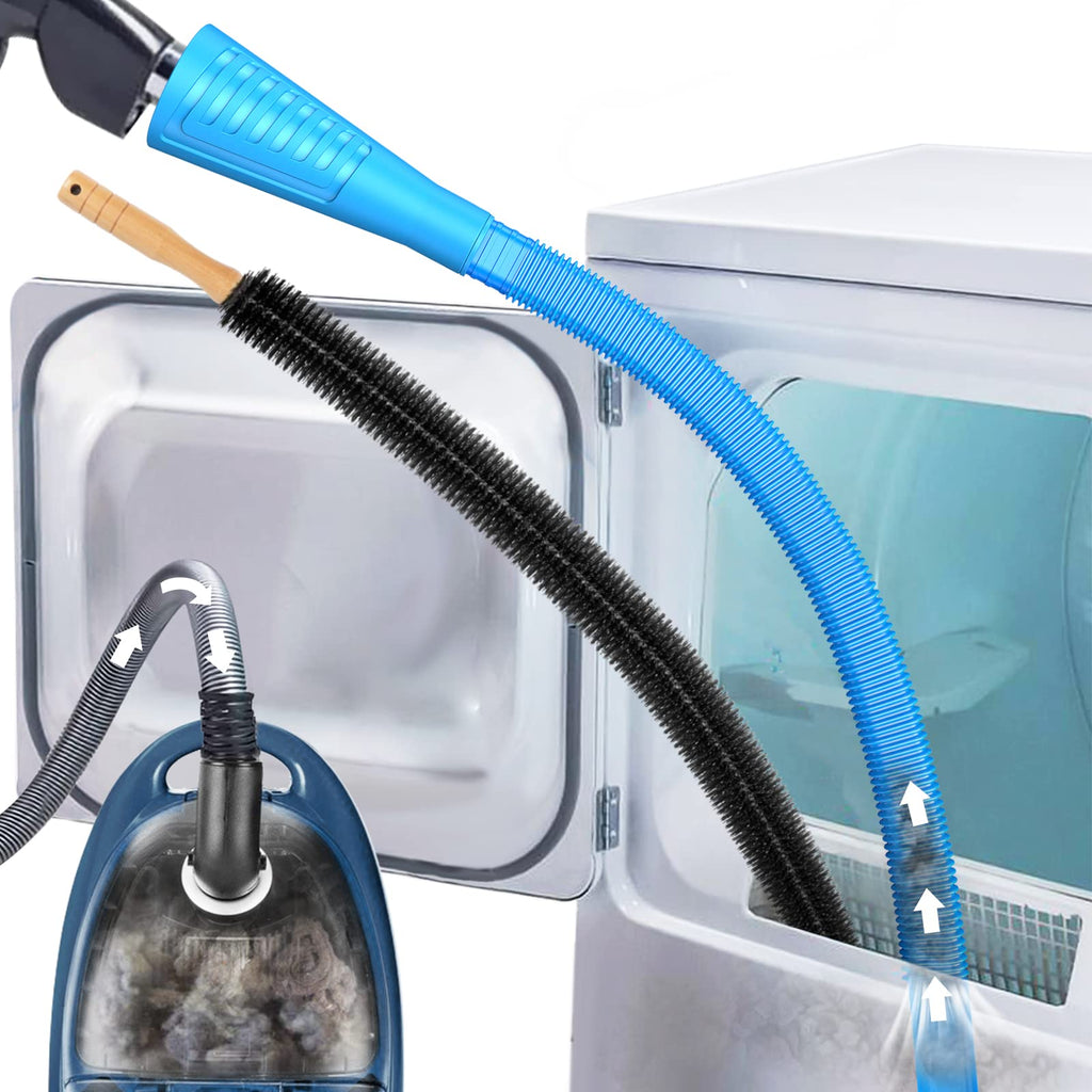 Sealegend 2 Pieces Dryer Vent Cleaning Kit, Flexible Lint Vacuum Hose Attachment and Lint Brush Lint Remover Power Washer, Blue