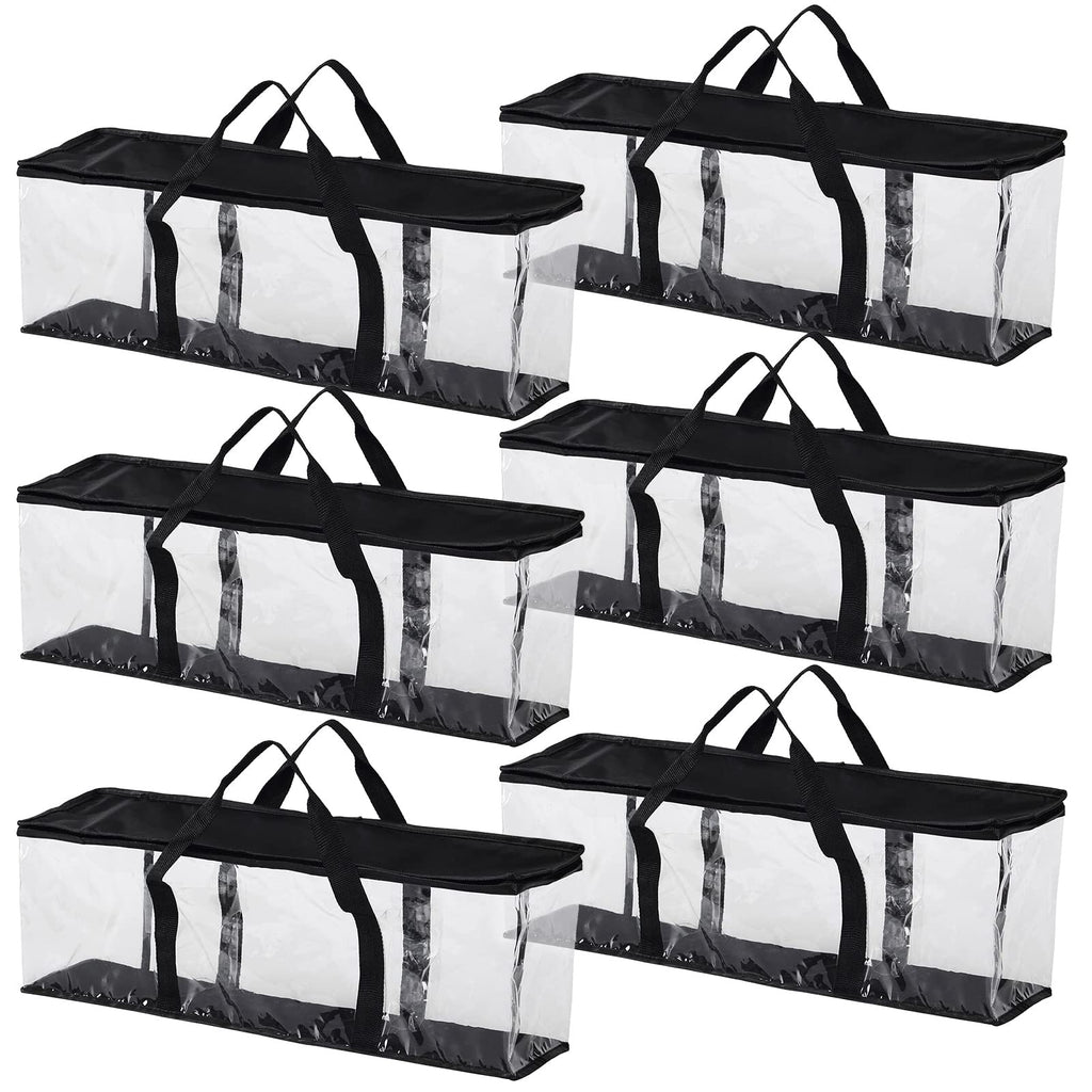 Fasmov 6 Pack DVD Storage Bags, Black, PVC & Polyester, Holds 240 DVDs (40 Each), Water Resistant, Easy Access, Reusable, 22" x 8.375" x 6.25" (L x W x H), Indoor Use, Media Storage