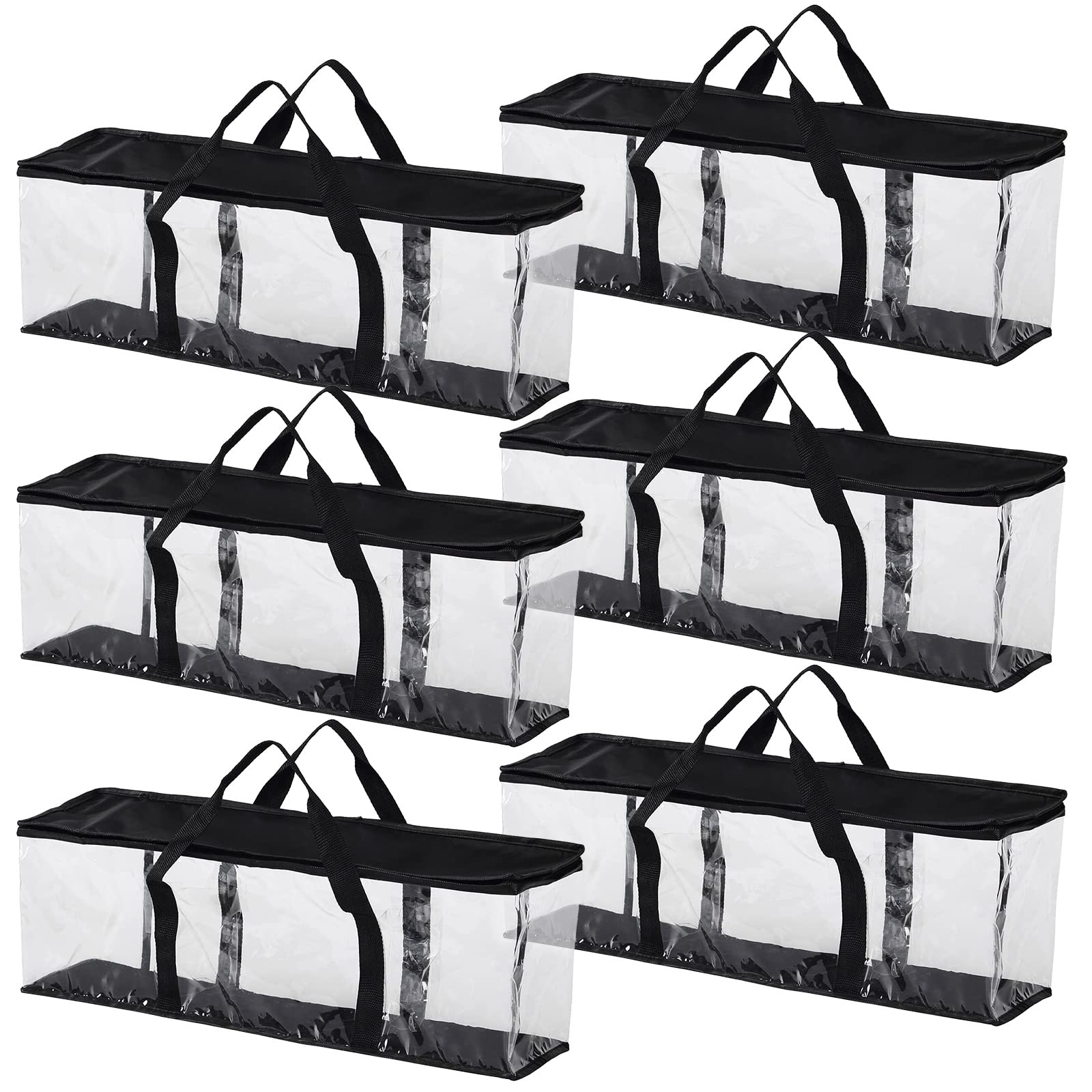 Fasmov 6 Pack DVD Storage Bags, Black, PVC & Polyester, Holds 240 DVDs (40 Each), Water Resistant, Easy Access, Reusable, 22" x 8.375" x 6.25" (L x W x H), Indoor Use, Media Storage