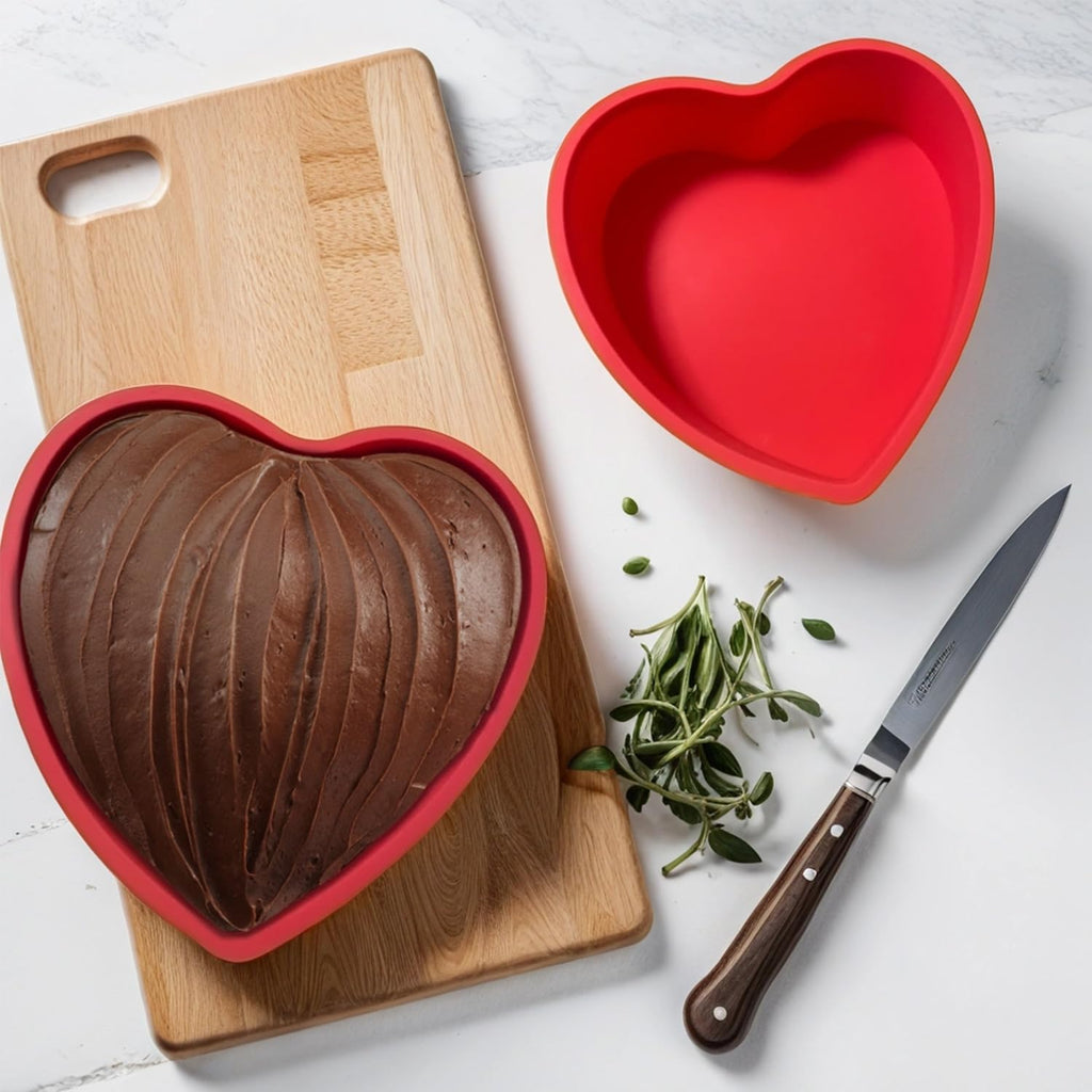 Silicone Heart Shaped Cake Pan, 3pcs 8 Inch Heart Baking Pan, Cake Molds Non-Stick Quick Release Suitable for Cheesecake Chocolate Cake Brownie Cake Puddings