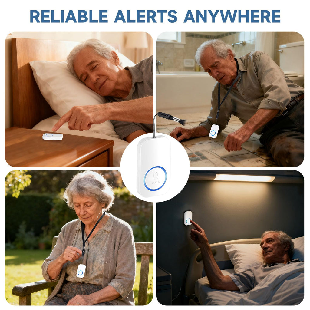 Fall Alert Devices for Elderly – Wireless Caregiver Pager with Call Button, 2-Way Alert System for Seniors, Panic Button, Call Bell for Elderly, Emergency & Seizure Alerts