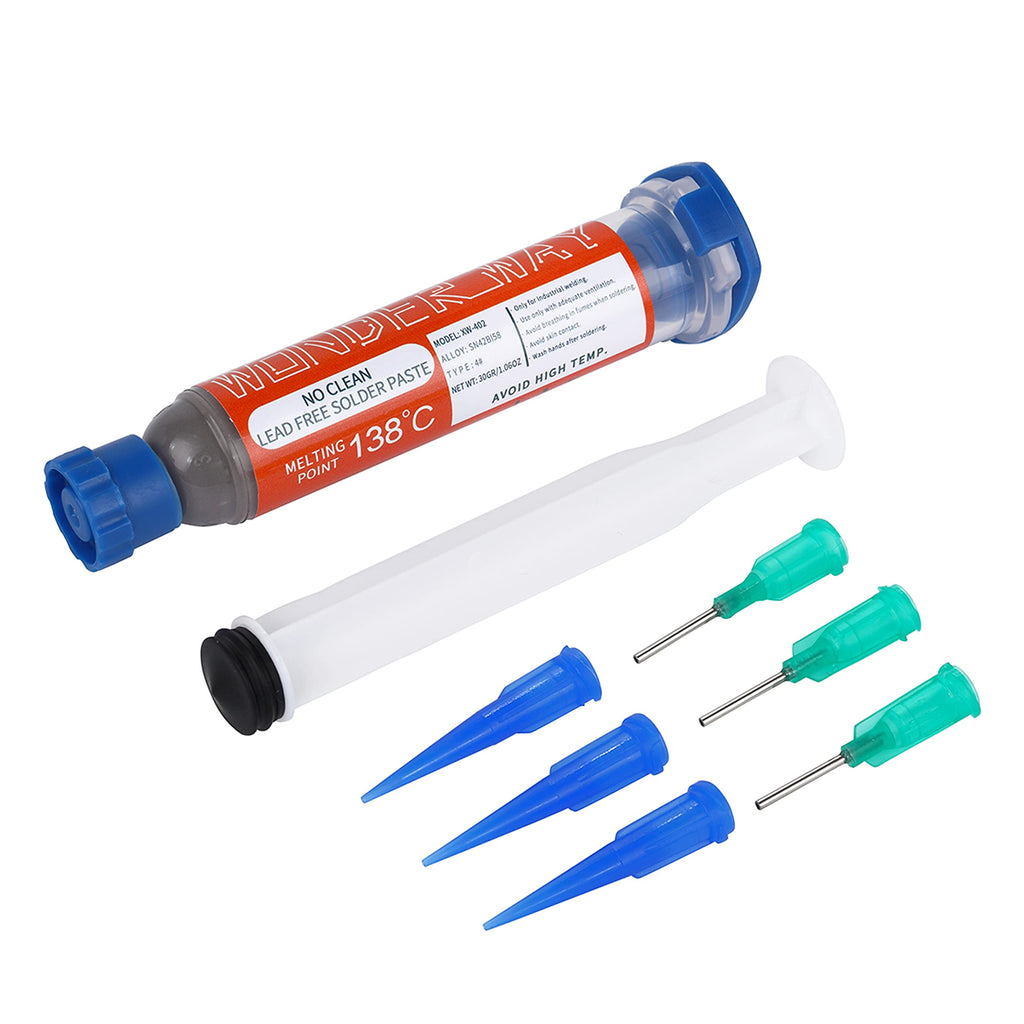 Wonderway Sn42/Bi58 T4 Lead Free Solder Paste No Clean, 138℃ Melting Point (30g)