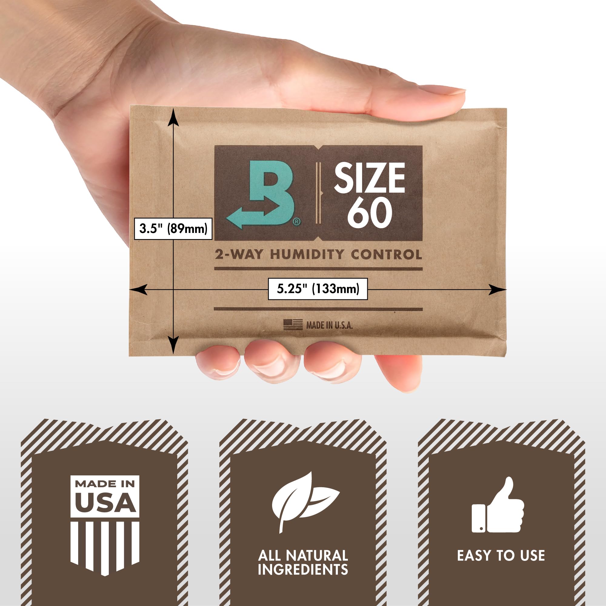 Boveda 69% Two-Way Humidity Control Packs For Plastic and Wood Containers Size 60 – 4 Pack – Moisture Absorbers – Humidifier Packs – Hydration Packets in Resealable Bag