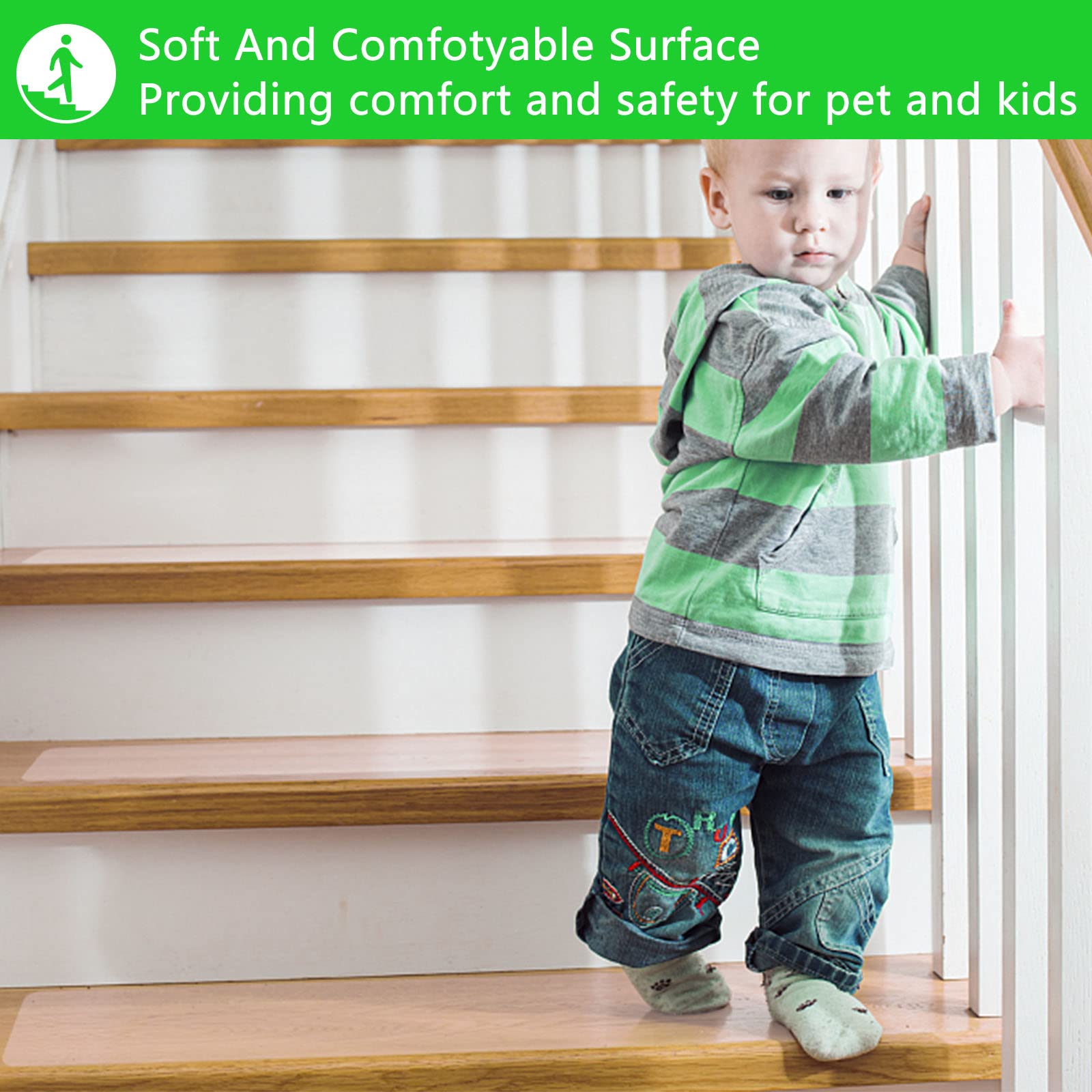 COSIMIXO 6" x 33Ft Clear Anti Slip Tape Waterprooft, Non-Slip Stair Treads Tape Traction, Boats, Stairs, Transparent, Soft, Comfortable for Bare feet