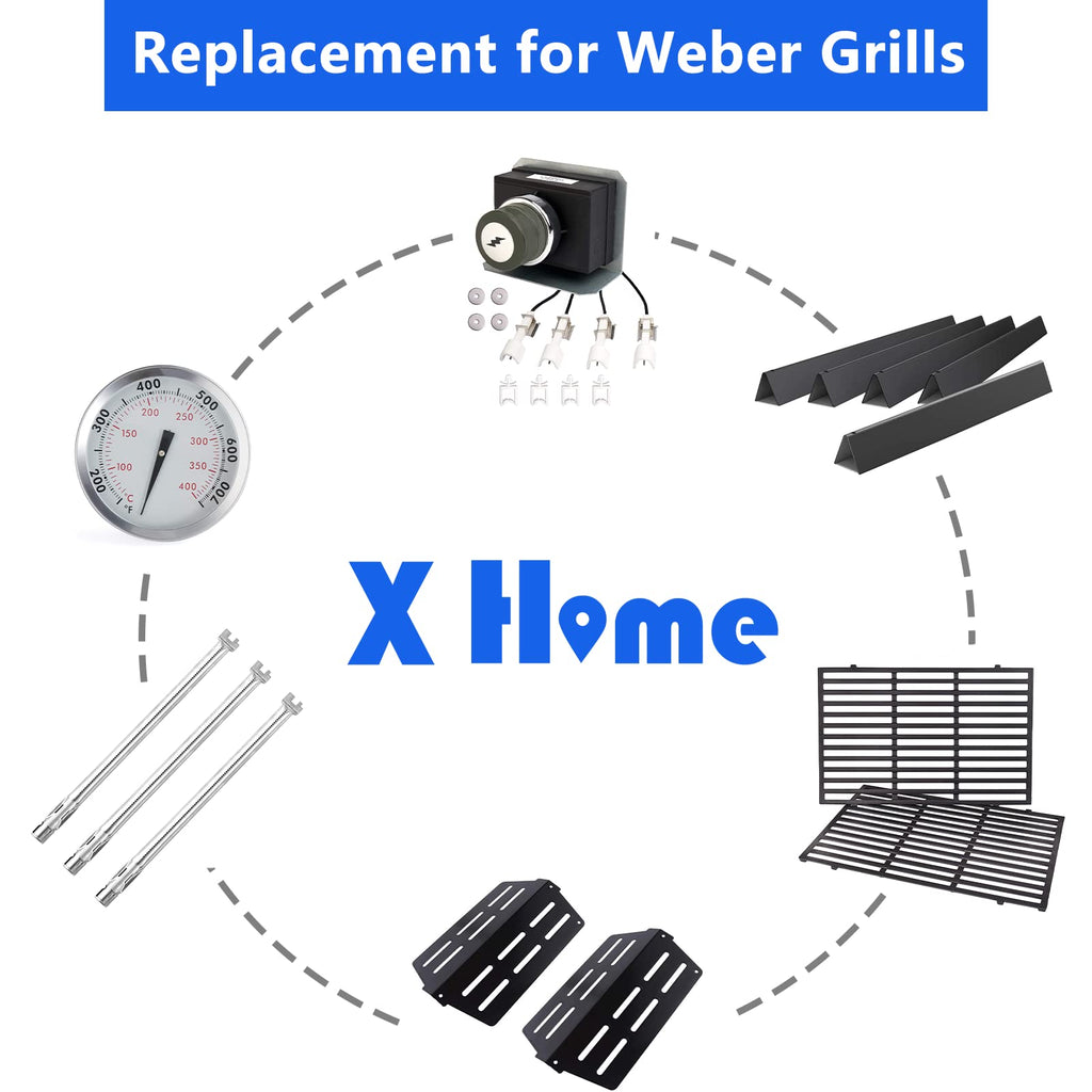 X Home 7622 Heat Deflectors for Weber Genesis E&S 300 Series, 2pk-Porcelain Steel 65505