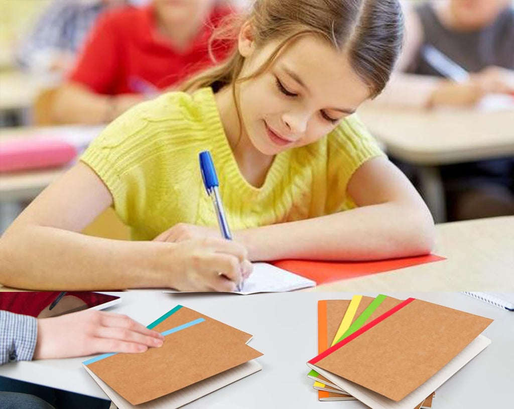 12 Pack A5 Kraft Notebooks, 60 Blank Pages Travel Journal Bulk, Soft Cover Notebooks for Women Girls Students, Making Plans Writing Memos Office School Supplies, 8.3 X 5.5 in