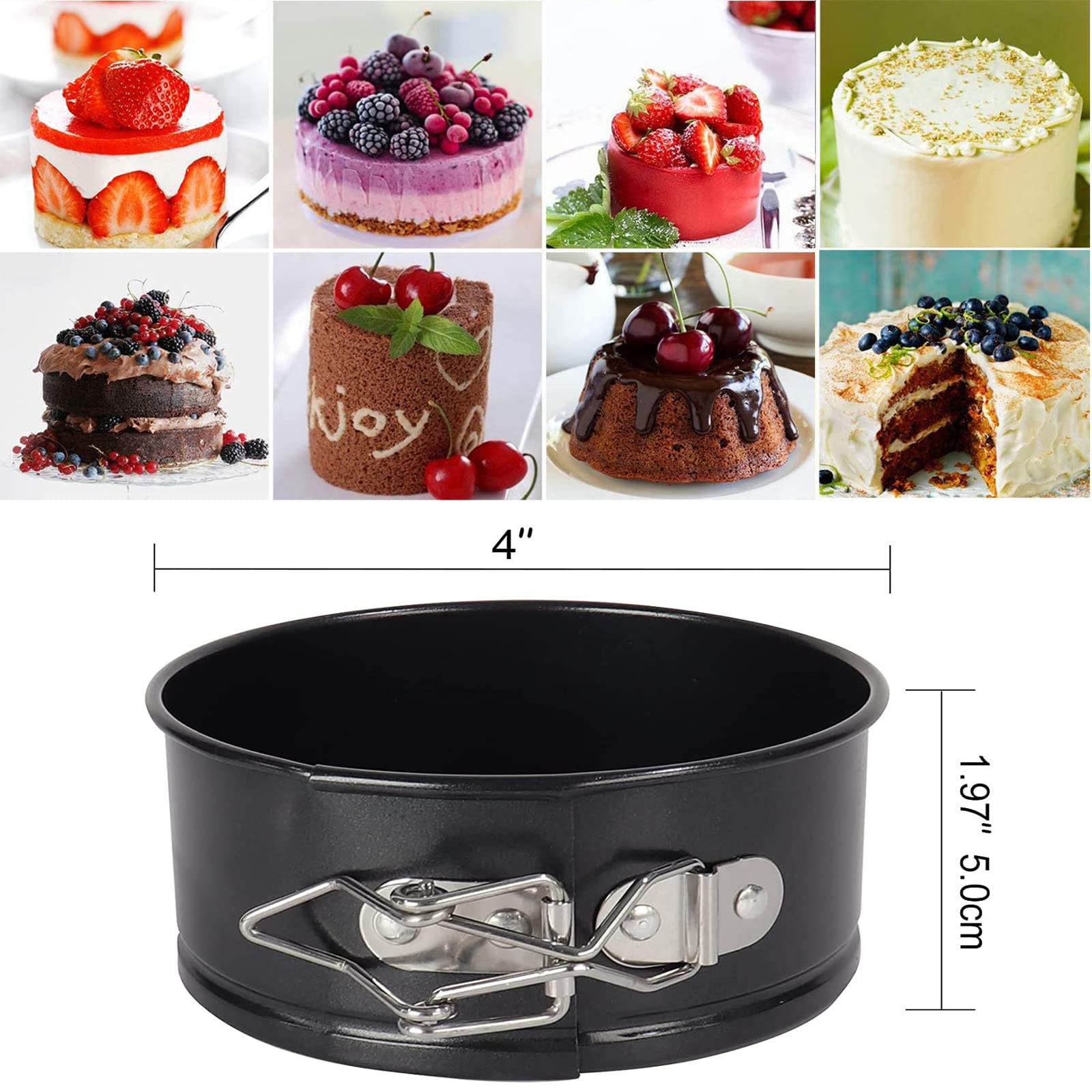 4 inch Springform Pan Set, Chetexus Mini Springform Pan Small Spring Form Nonstick Cheesecake Pan with Removable Bottom for Mini Cheesecakes, Pizzas and Quiches