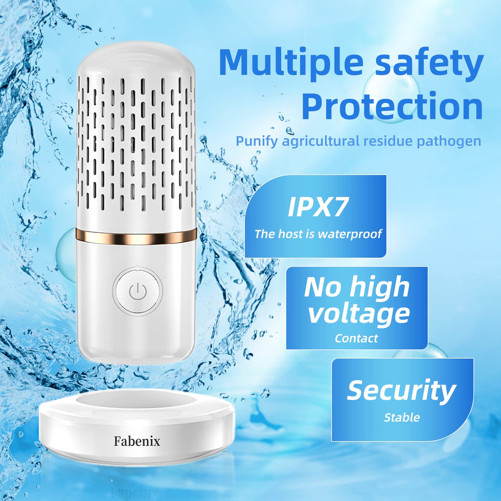 Fabenix Fruit and Vegetable Cleaning Machine, USB Wireless Food Purifier, Cleaner Device for Washing Fruits, Vegetables, Rice, Meat and Tableware (White)