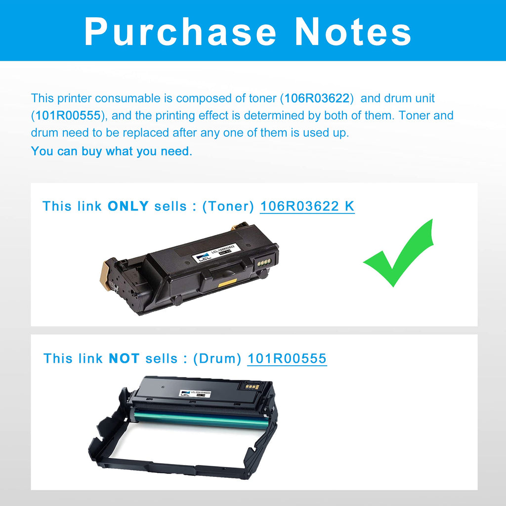 LCL Compatible Toner Cartridge for Xerox WorkCentre 3335 3345 Phaser 3330 8500 Pages 106R03620 106R03622 (1-Pack,Black) for WorkCentre 3335 3345 3335DNi 3345DNi Phaser 3330 3330DNi 3345VDNi