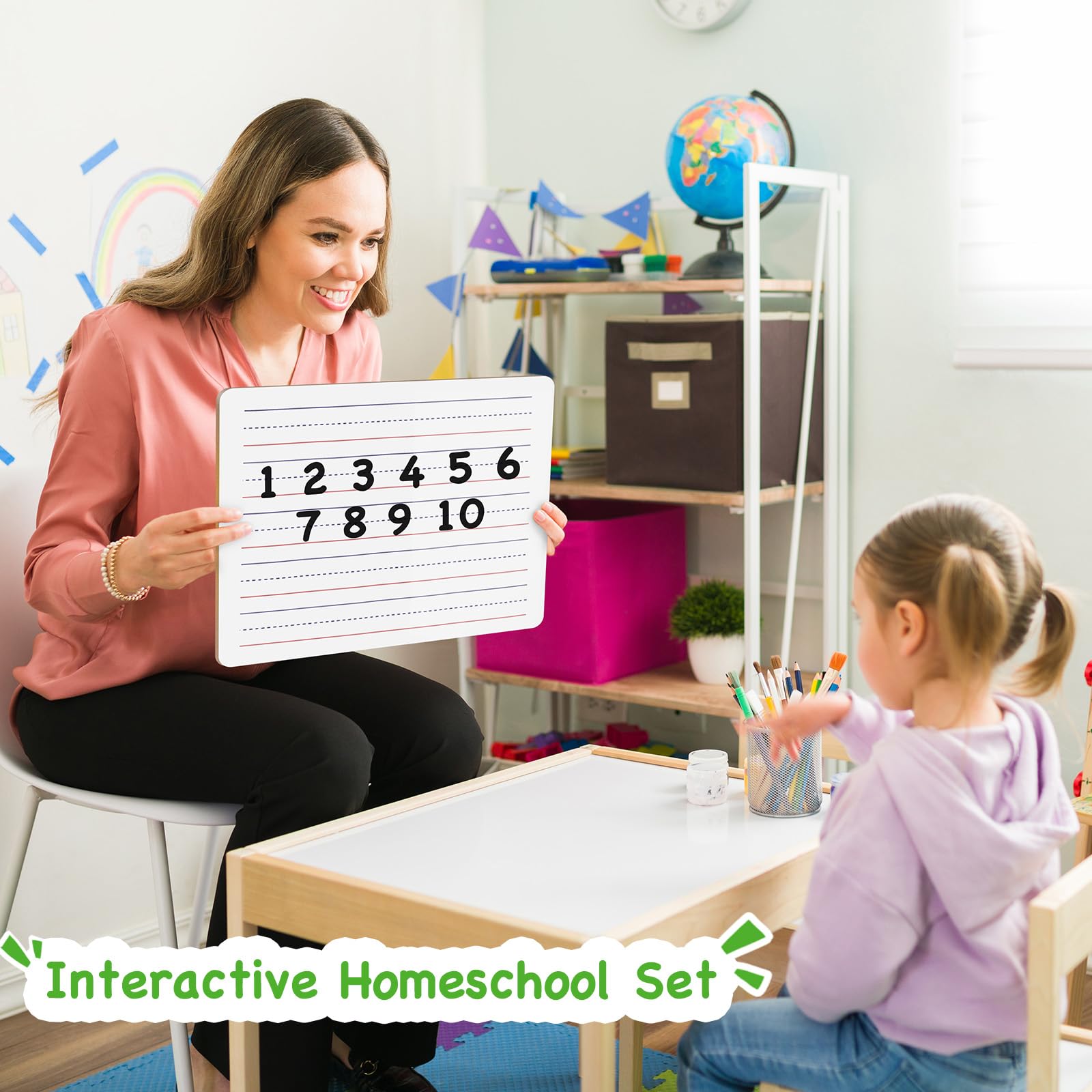 Ohuhu 6-Pack Small White Boards, Double-Sided Dry Erase Boards, Lined & Plain, 9 x 12 Inch Mini Whiteboards Set, Including 6 x Lapboards, 6 x Markers, 6 x Erasers, Ideal for Homeschools & Group Games